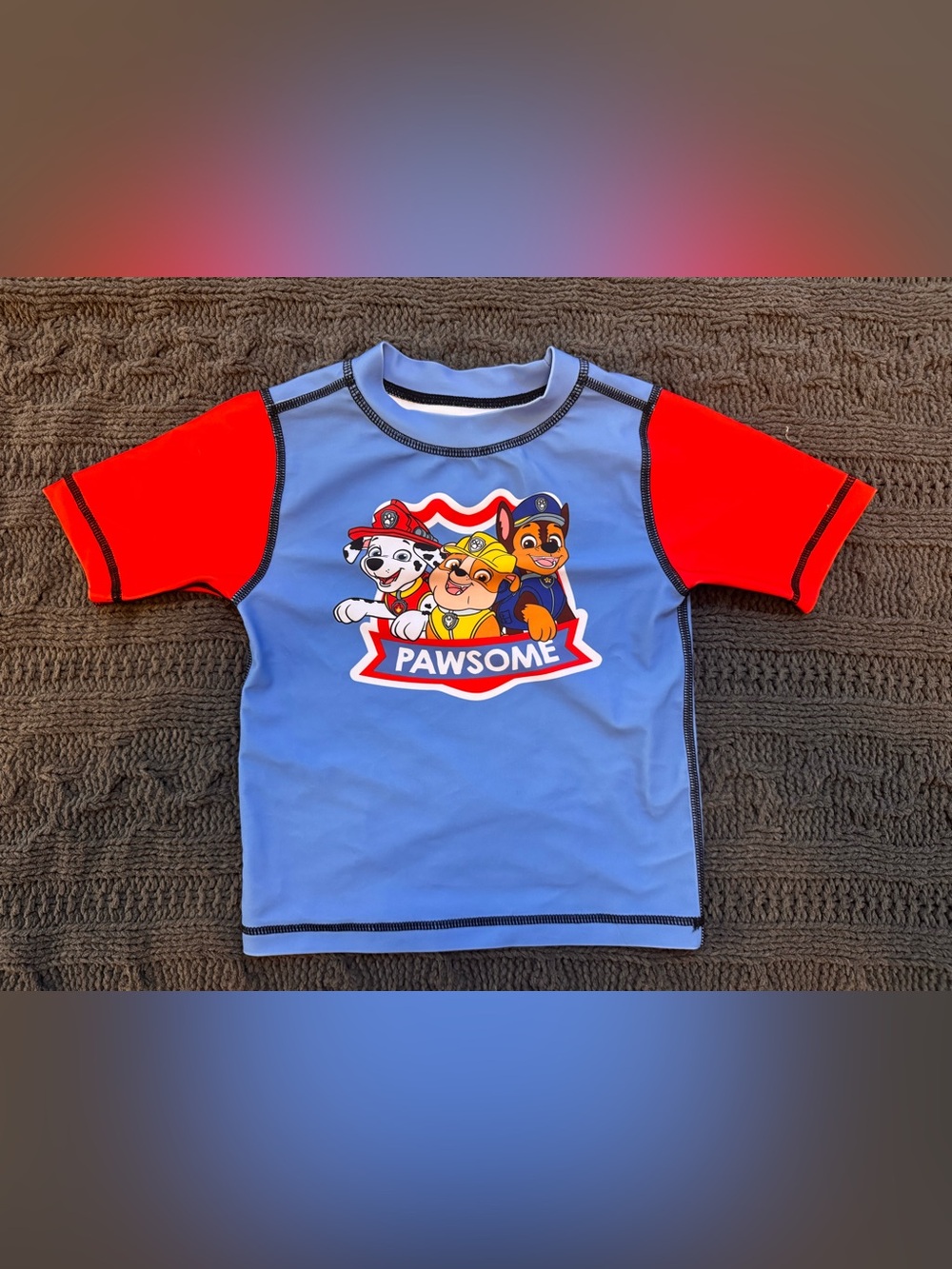 PAW Patrol Pawsome Blue & Red Rash Guard Swim Top for Boys 3T